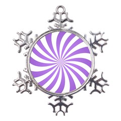 Spiral Vortex Rays Lavender Swirl Purple Metal Large Snowflake Ornament by Salmanaz77