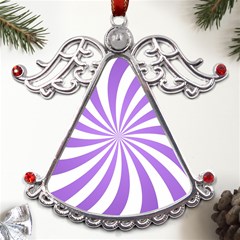 Spiral Vortex Rays Lavender Swirl Purple Metal Angel With Crystal Ornament by Salmanaz77