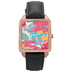 Background Abstract Rose Gold Leather Watch 