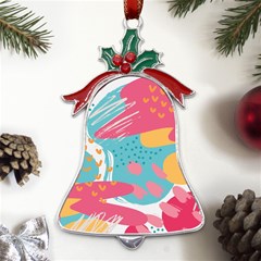 Background Abstract Metal Holly Leaf Bell Ornament