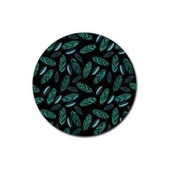 Leaves Pattern Abstract Blade Rubber Coaster (round)