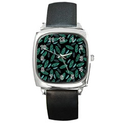 Leaves Pattern Abstract Blade Square Metal Watch