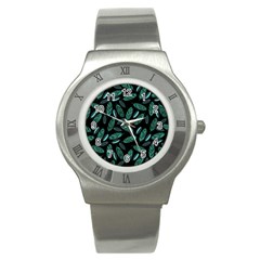 Leaves Pattern Abstract Blade Stainless Steel Watch