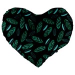 Leaves Pattern Abstract Blade Large 19  Premium Heart Shape Cushions Front