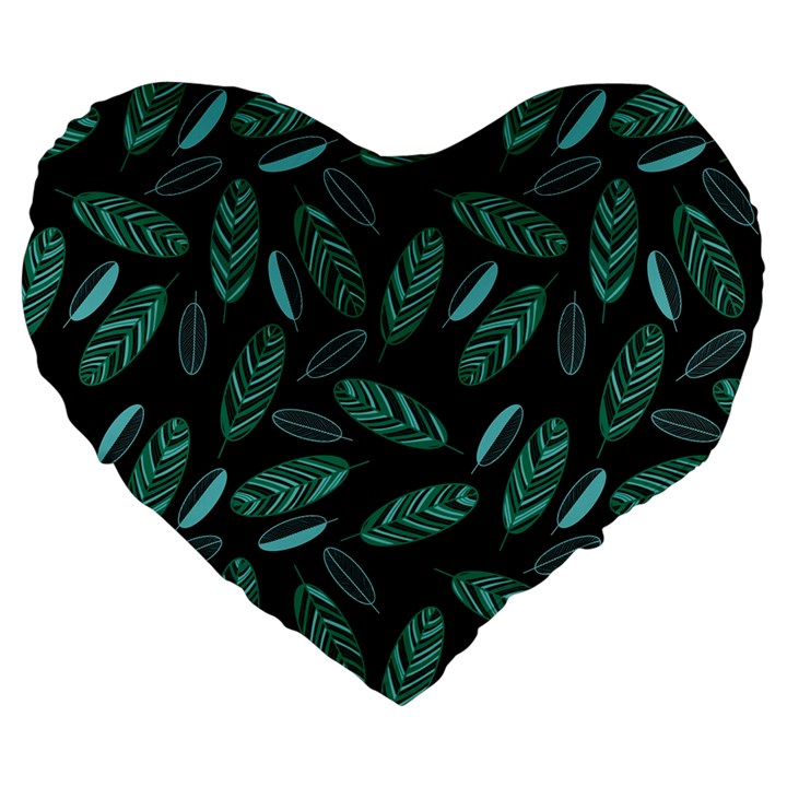 Leaves Pattern Abstract Blade Large 19  Premium Heart Shape Cushions