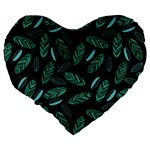 Leaves Pattern Abstract Blade Large 19  Premium Heart Shape Cushions Back