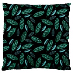 Leaves Pattern Abstract Blade Large Premium Plush Fleece Cushion Case (two Sides) by Salmanaz77