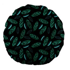 Leaves Pattern Abstract Blade Large 18  Premium Flano Round Cushions by Salmanaz77