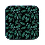 Leaves Pattern Abstract Blade Square Metal Box (Black) Front