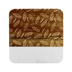 Leaves Pattern Abstract Blade Marble Wood Coaster (square) by Salmanaz77