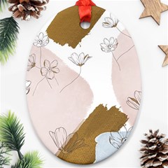 Flower Branch Corolla Wreath Oval Ornament (two Sides)