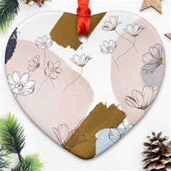 Flower Branch Corolla Wreath Heart Ornament (two Sides)