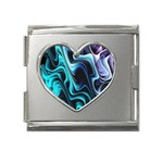 Nature Water Wave Architecture Mega Link Heart Italian Charm (18mm) Front