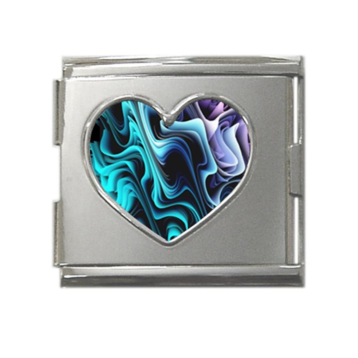 Nature Water Wave Architecture Mega Link Heart Italian Charm (18mm)