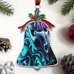 Nature Water Wave Architecture Metal Holly Leaf Bell Ornament by Salmanaz77