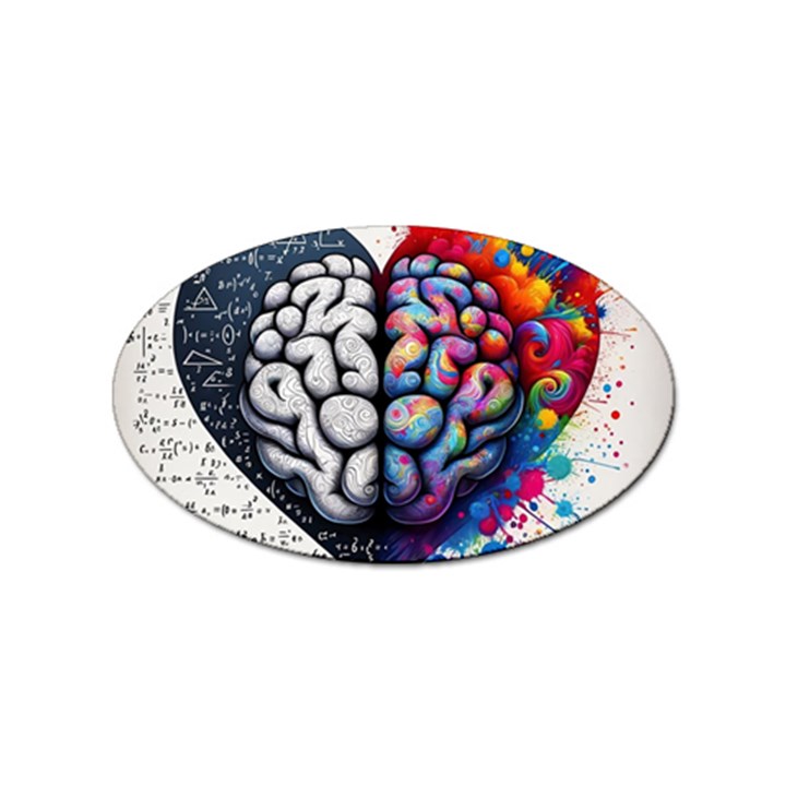 Brain Heart Math Sticker (Oval)