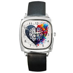 Brain Heart Math Square Metal Watch