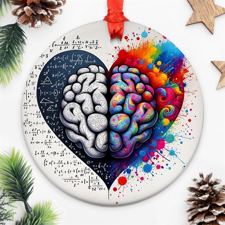 Brain Heart Math Round Ornament (Two Sides)