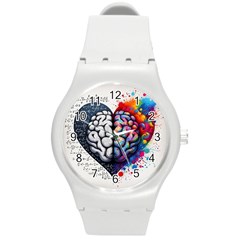 Brain Heart Math Round Plastic Sport Watch (m) by Salmanaz77