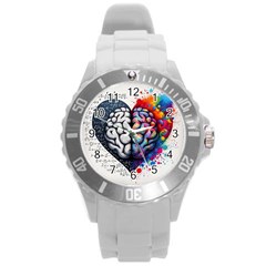 Brain Heart Math Round Plastic Sport Watch (l)