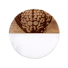 Brain Heart Math Classic Marble Wood Coaster (round)  by Salmanaz77