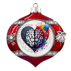 Brain Heart Math Metal Snowflake And Bell Red Ornament