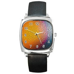 Rain Water Raindrops Droplets Square Metal Watch