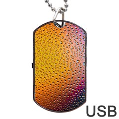 Rain Water Raindrops Droplets Dog Tag Usb Flash (one Side) by Salmanaz77