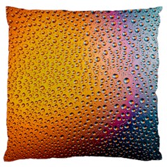 Rain Water Raindrops Droplets Large Premium Plush Fleece Cushion Case (one Side) by Salmanaz77