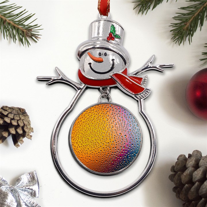 Rain Water Raindrops Droplets Metal Snowman Ornament