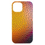 Rain Water Raindrops Droplets iPhone 15 Black UV Print PC Hardshell Case Front