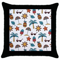 Summer Pineapple Fruit Tropical Throw Pillow Case (black) by Grandong