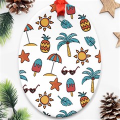 Summer Pineapple Fruit Tropical Oval Ornament (two Sides)