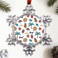 Summer Pineapple Fruit Tropical Metal Large Snowflake Ornament by Grandong