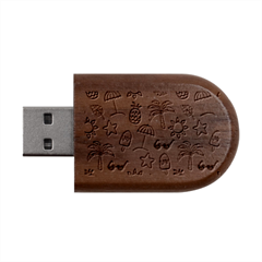 Summer Pineapple Fruit Tropical Wood Oval Usb Flash Drive by Grandong