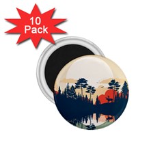 Summer Lake Forest Sunset Deer Water 1 75  Magnets (10 Pack)  by Grandong