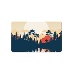 Summer Lake Forest Sunset Deer Water Magnet (name Card) by Grandong