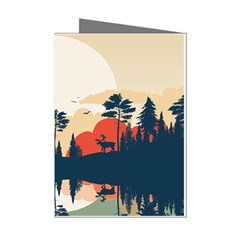 Summer Lake Forest Sunset Deer Water Mini Greeting Cards (pkg Of 8)