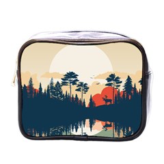 Summer Lake Forest Sunset Deer Water Mini Toiletries Bag (one Side) by Grandong