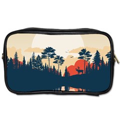 Summer Lake Forest Sunset Deer Water Toiletries Bag (two Sides) by Grandong