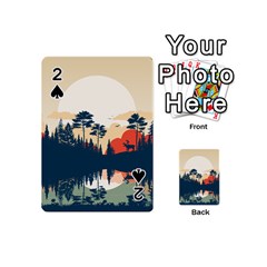 Summer Lake Forest Sunset Deer Water Playing Cards 54 Designs (mini)