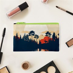 Summer Lake Forest Sunset Deer Water Cosmetic Bag (xs) by Grandong