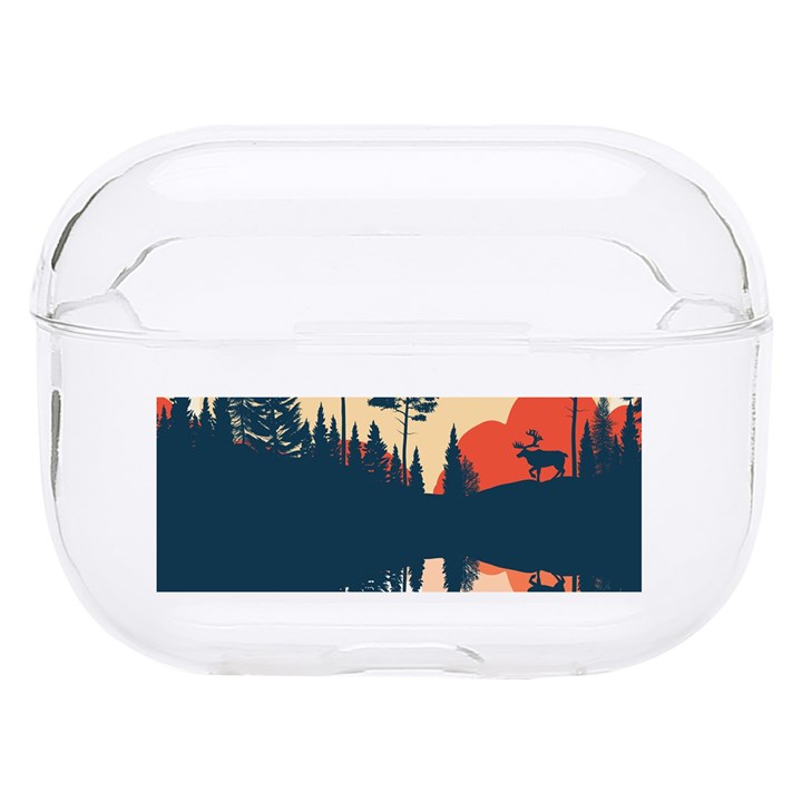 Summer Lake Forest Sunset Deer Water Hard PC AirPods Pro Case