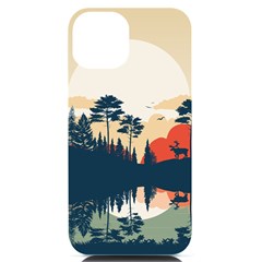 Summer Lake Forest Sunset Deer Water Iphone 14 Black Uv Print Case by Grandong