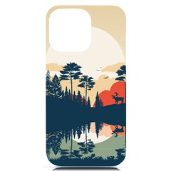 Summer Lake Forest Sunset Deer Water Iphone 14 Pro Max Black Uv Print Case by Grandong