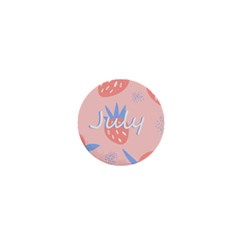 July Summer Strawberry Pink Berry 1  Mini Buttons by Grandong