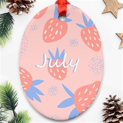 July Summer Strawberry Pink Berry Ornament (oval)