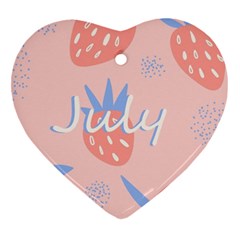 July Summer Strawberry Pink Berry Ornament (heart)