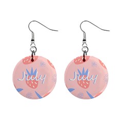 July Summer Strawberry Pink Berry Mini Button Earrings by Grandong