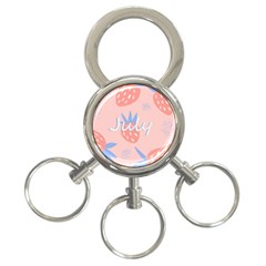 July Summer Strawberry Pink Berry 3-ring Key Chain by Grandong